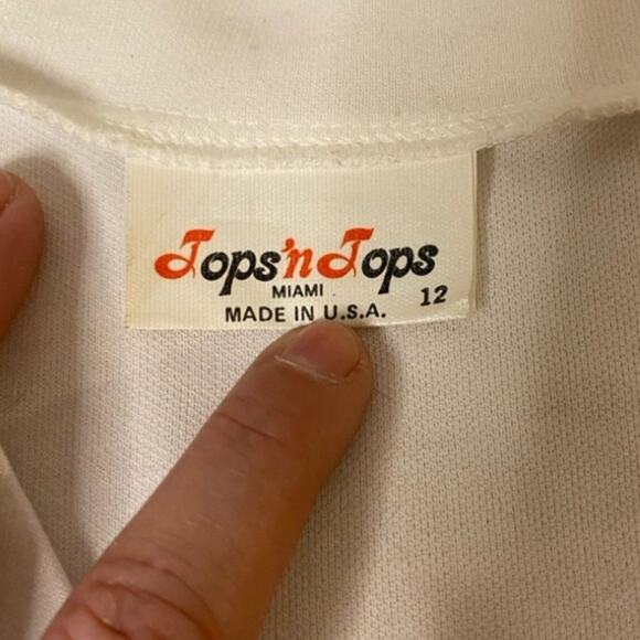 Vintage 80s Tops’n Tops Miami Red Stripe V-Neck Blouse Size 12 Made in USA - Picture 3 of 6